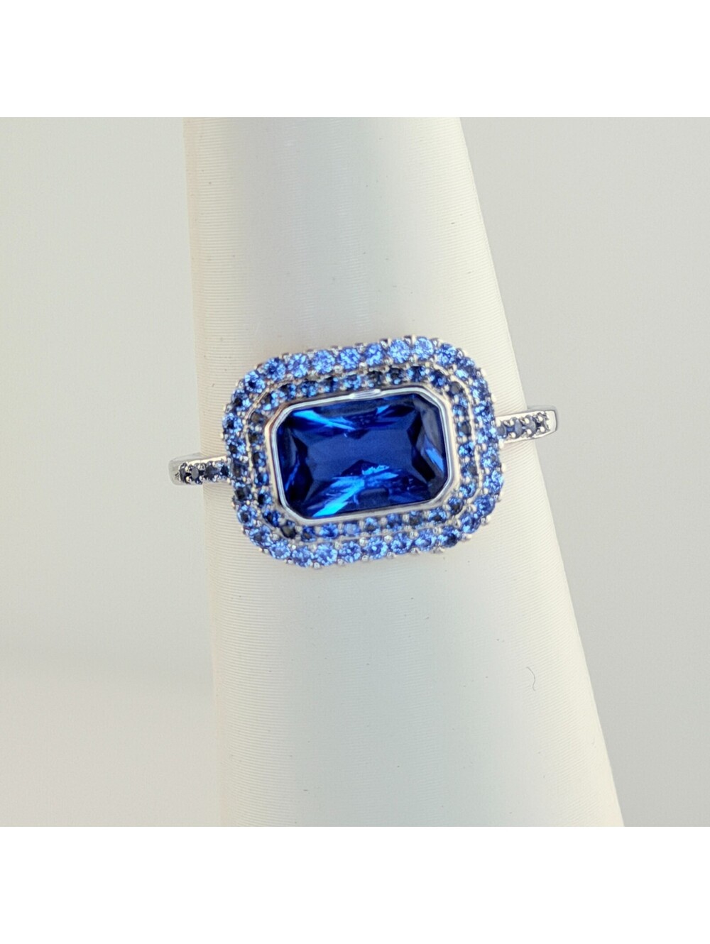 Bomb Party Ring Size 11 "Imagine This" Blue Topaz on Rhodium RBP6687